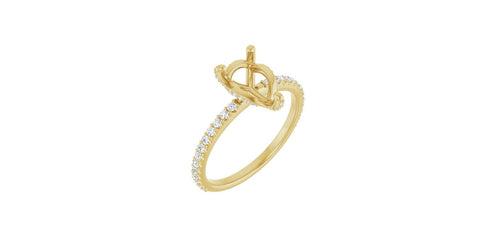 Pear 1/4 CTW Natural Diamond Semi-Set Engagement Ring