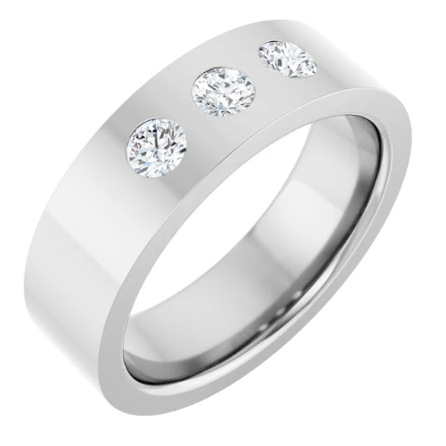 Three-Stone Comfort-Fit Flat Band – 1/3 CTW Diamond