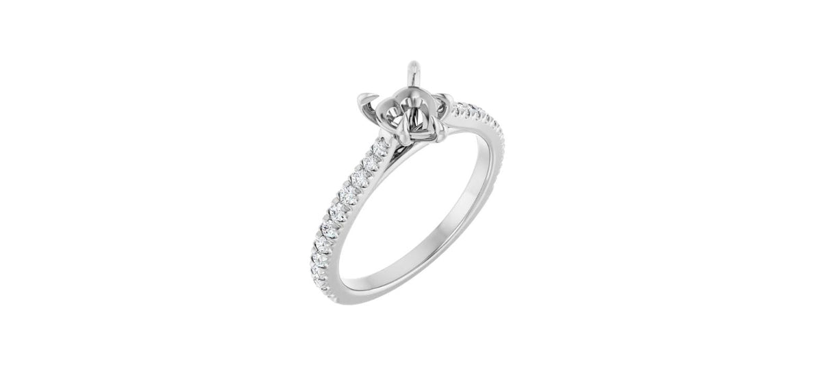 Heart 3/8 CTW Natural Diamond Semi-Set Engagement Ring