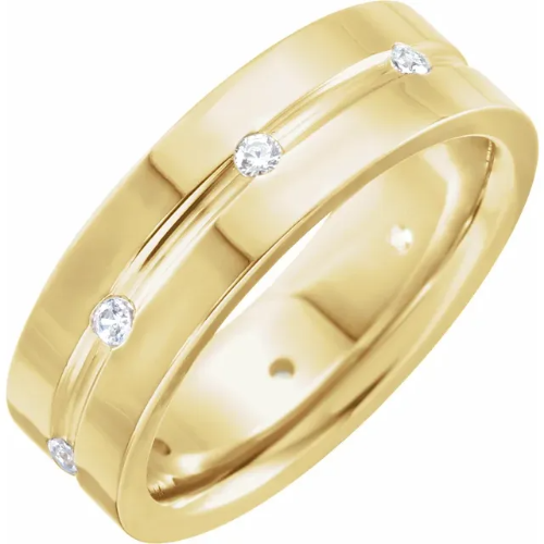 Grooved Band – 1/6 CTW Diamond