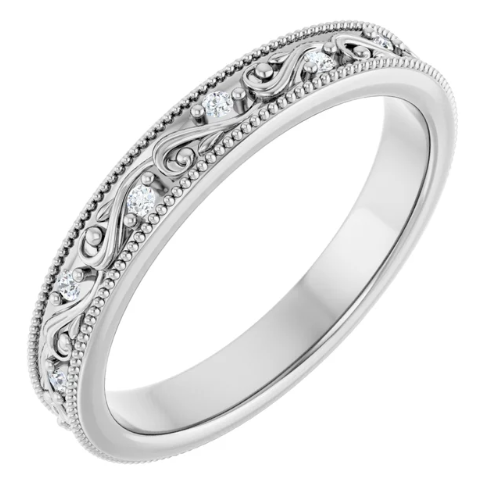 Accented Floral Band – 1/10 CTW Diamond