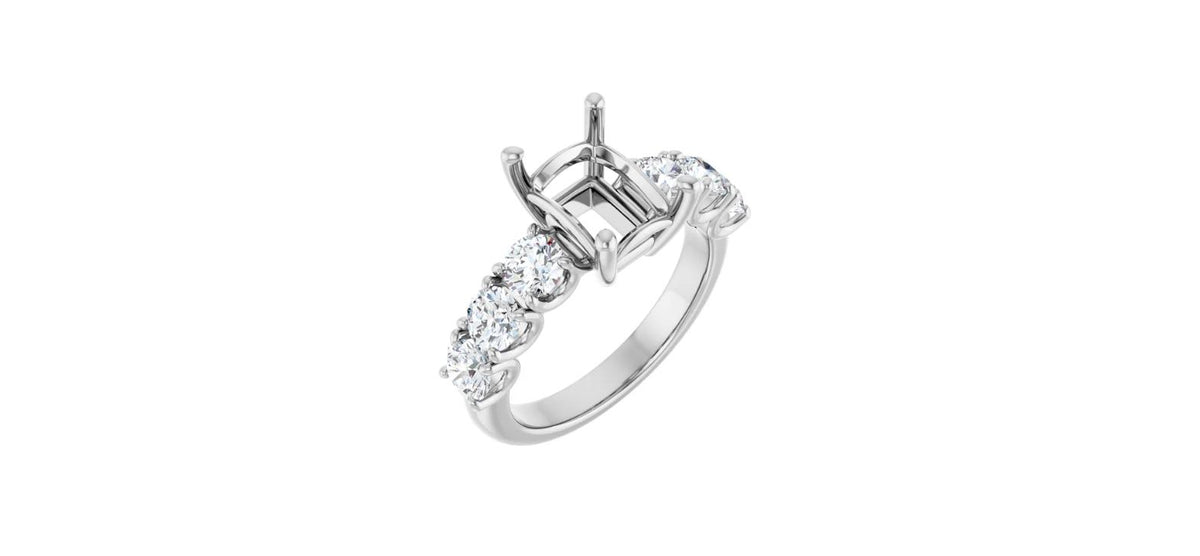 Emerald 1 1/2 CTW Natural Diamond Semi-Set Engagement Ring