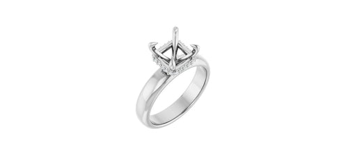 Asscher .08 CTW Natural Diamond Semi-Set Engagement Ring