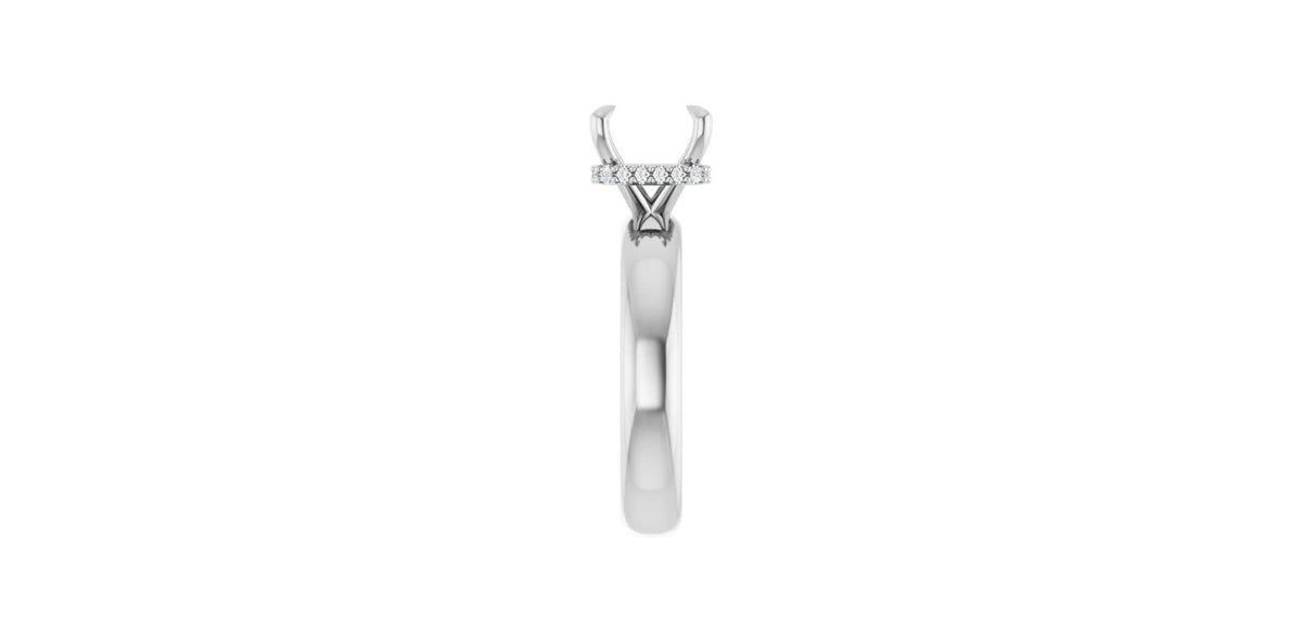 Asscher .08 CTW Natural Diamond Semi-Set Engagement Ring