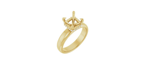 Asscher .08 CTW Natural Diamond Semi-Set Engagement Ring