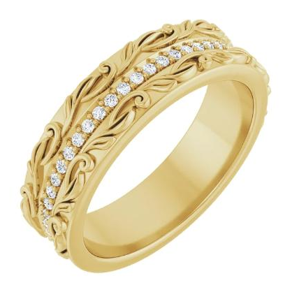 Floral Accented Band – 1/4 CTW Diamond