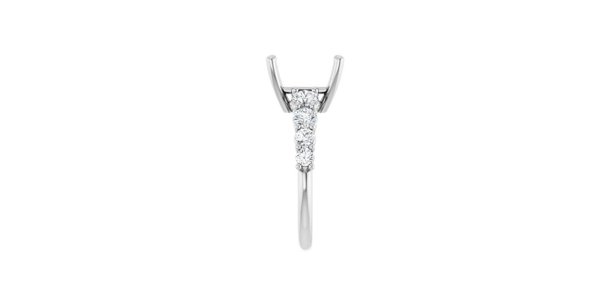 Asscher 7/8 CTW Natural Diamond Semi-Set Engagement Ring