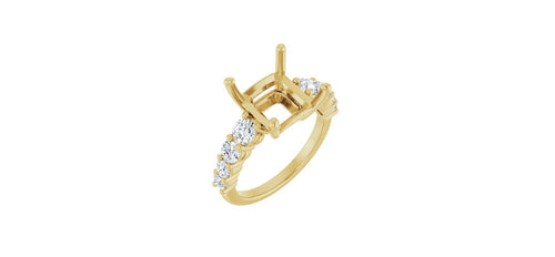 Asscher 7/8 CTW Natural Diamond Semi-Set Engagement Ring