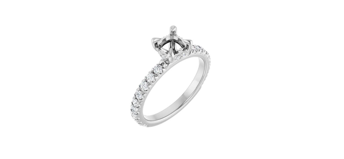 Cushion 1/2 CTW Natural Diamond Semi-Set Engagement Ring