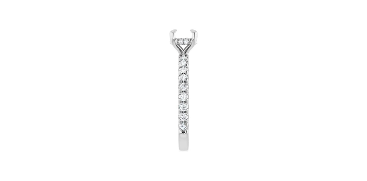 Cushion 1/2 CTW Natural Diamond Semi-Set Engagement Ring