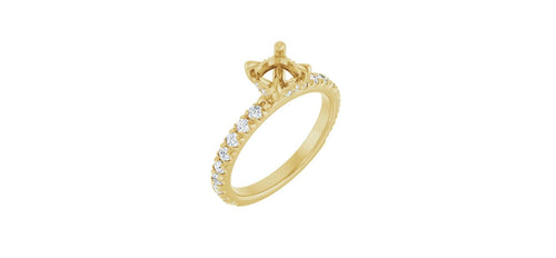 Cushion 1/2 CTW Natural Diamond Semi-Set Engagement Ring