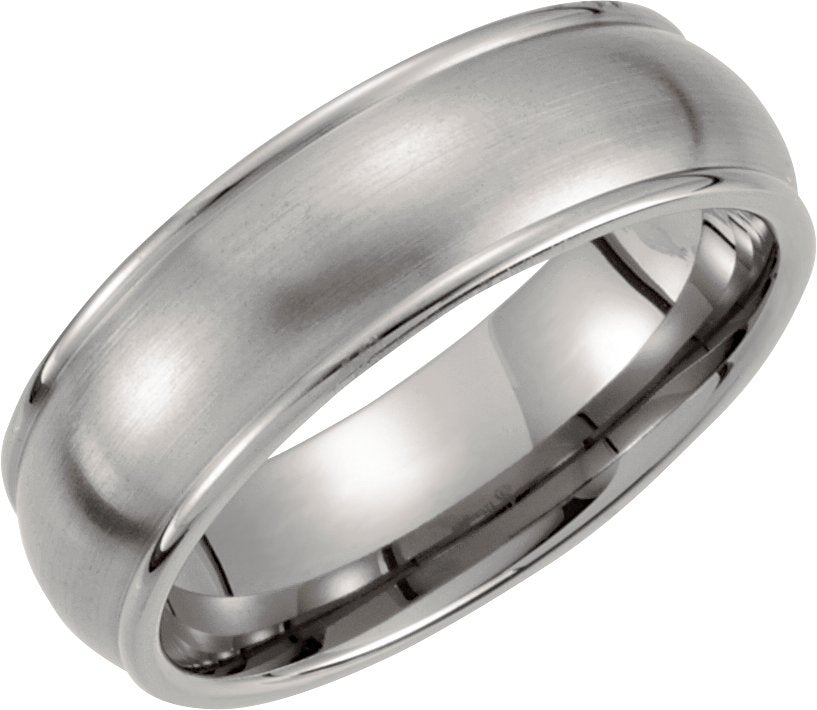 Titanium Grooved Inlay Comfort-Fit Band with Satin Finish