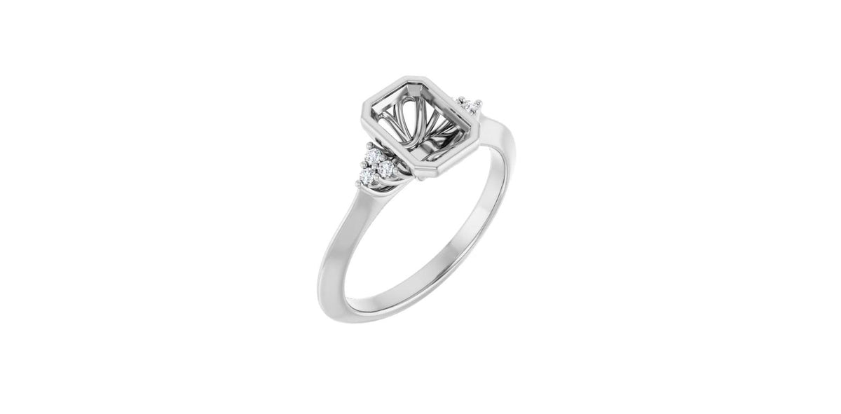 Emerald .05 CTW Natural Diamond Semi-Set Engagement Ring