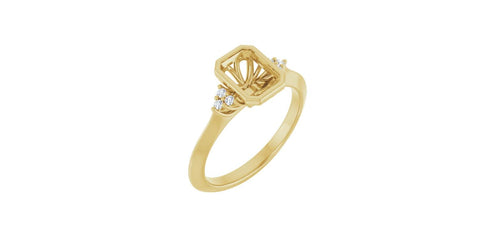 Emerald .05 CTW Natural Diamond Semi-Set Engagement Ring
