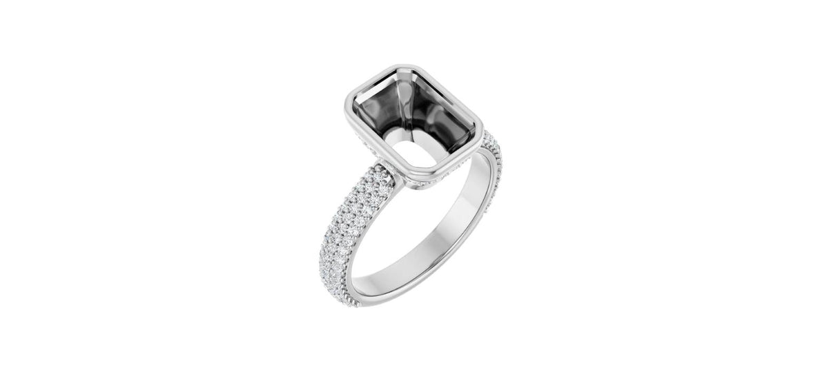 Emerald 1/2 CTW Natural Diamond Semi-Set Engagement Ring