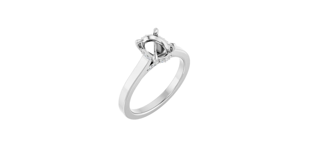 Oval .08 CTW Natural Diamond Semi-Set Engagement Ring
