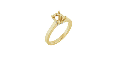 Oval .08 CTW Natural Diamond Semi-Set Engagement Ring