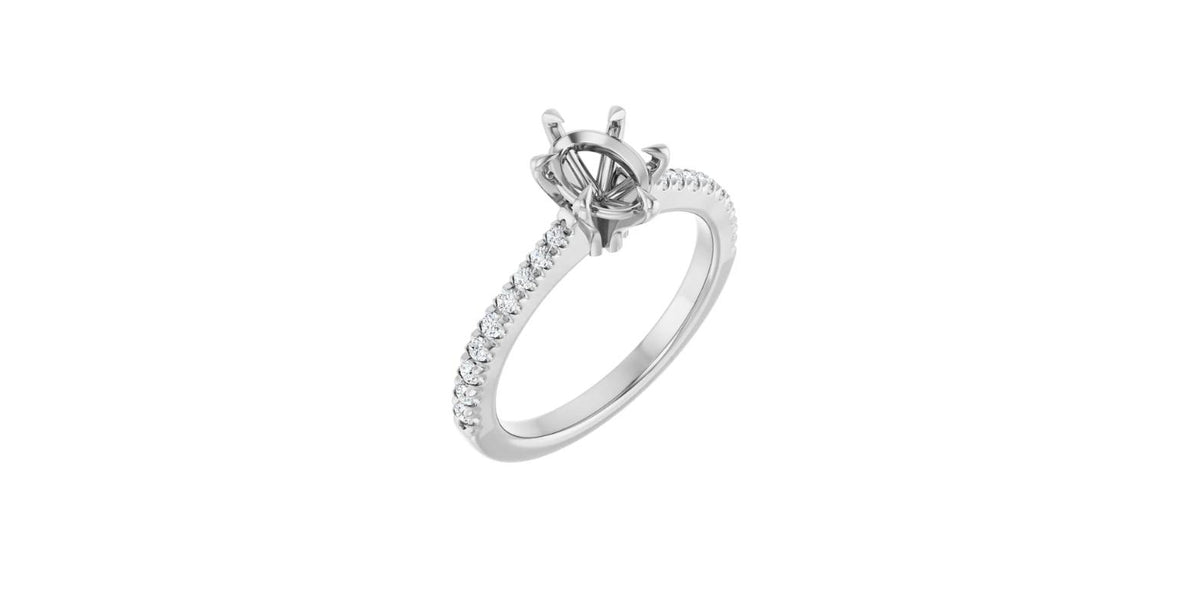 Oval 1/4 CTW Natural Diamond Semi-Set Engagement Ring