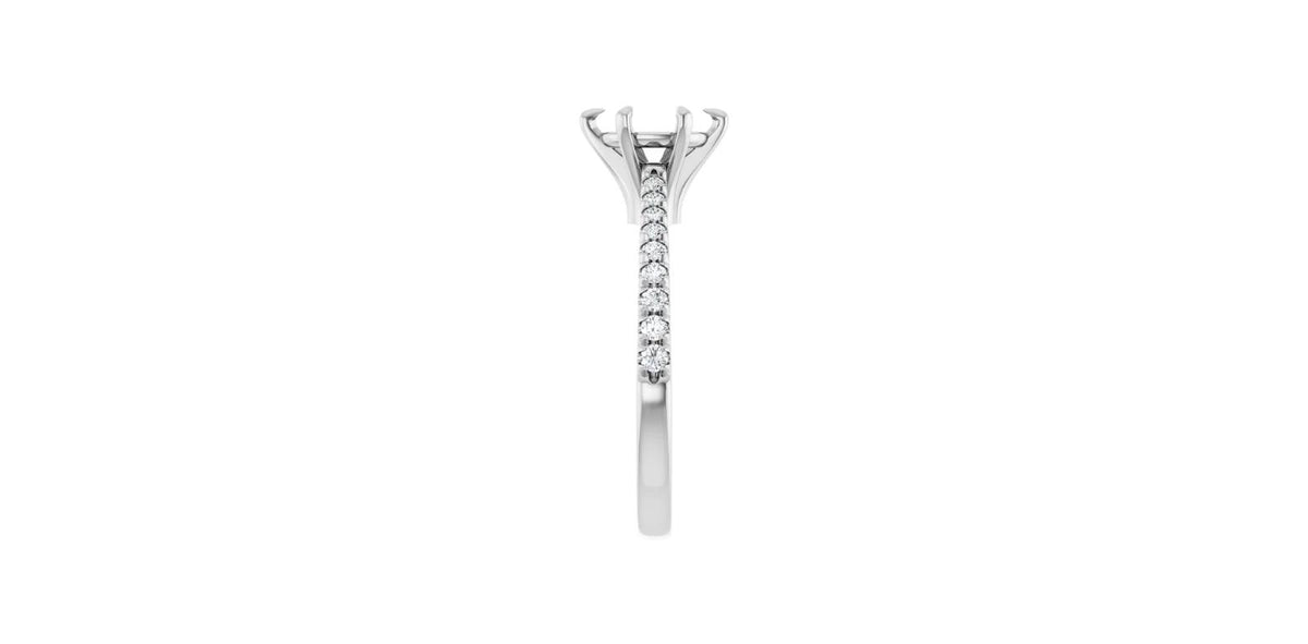 Oval 1/4 CTW Natural Diamond Semi-Set Engagement Ring