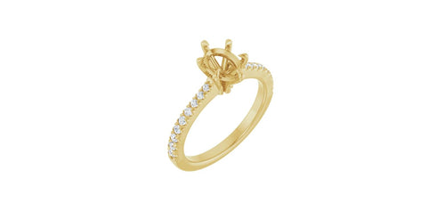 Oval 1/4 CTW Natural Diamond Semi-Set Engagement Ring