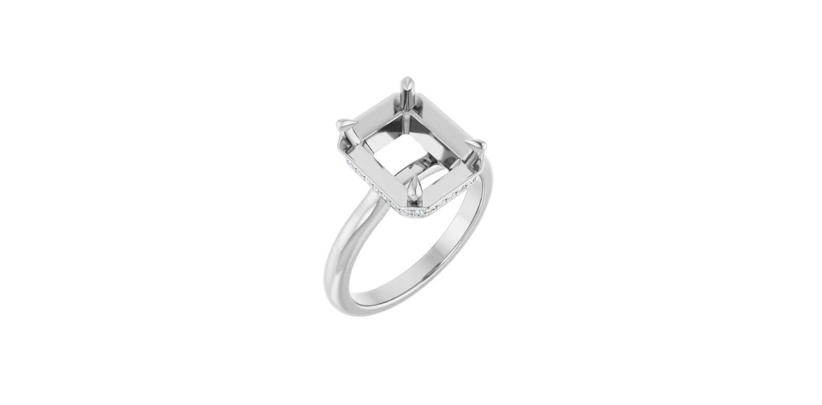 Emerald 1/8 CTW Natural Diamond Semi-Set Engagement Ring