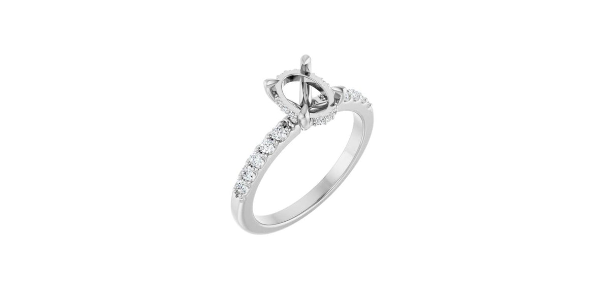 Oval 1/5 CTW Natural Diamond Semi-Set Engagement Ring
