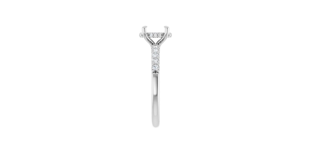 Oval 1/5 CTW Natural Diamond Semi-Set Engagement Ring