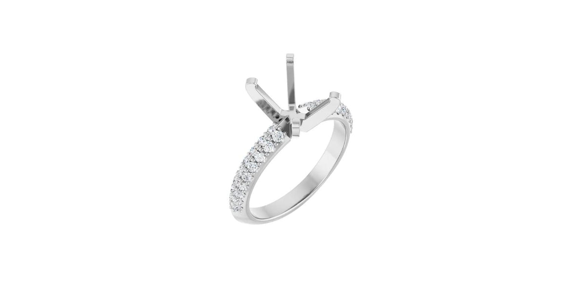 Emerald 1/3 CTW Natural Diamond Semi-Set Engagement Ring