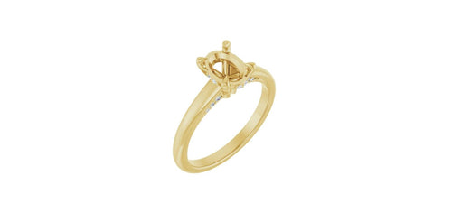 Oval .07 CTW Natural Diamond Semi-Set Engagement Ring