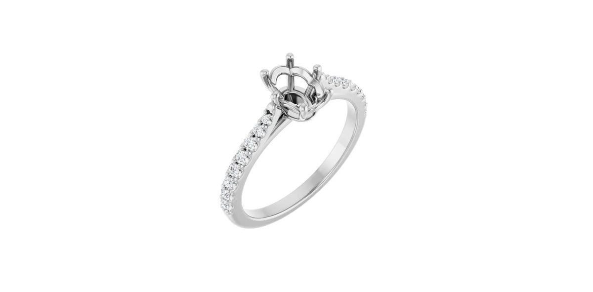 Oval 1/5 CTW Natural Diamond Semi-Set Engagement Ring