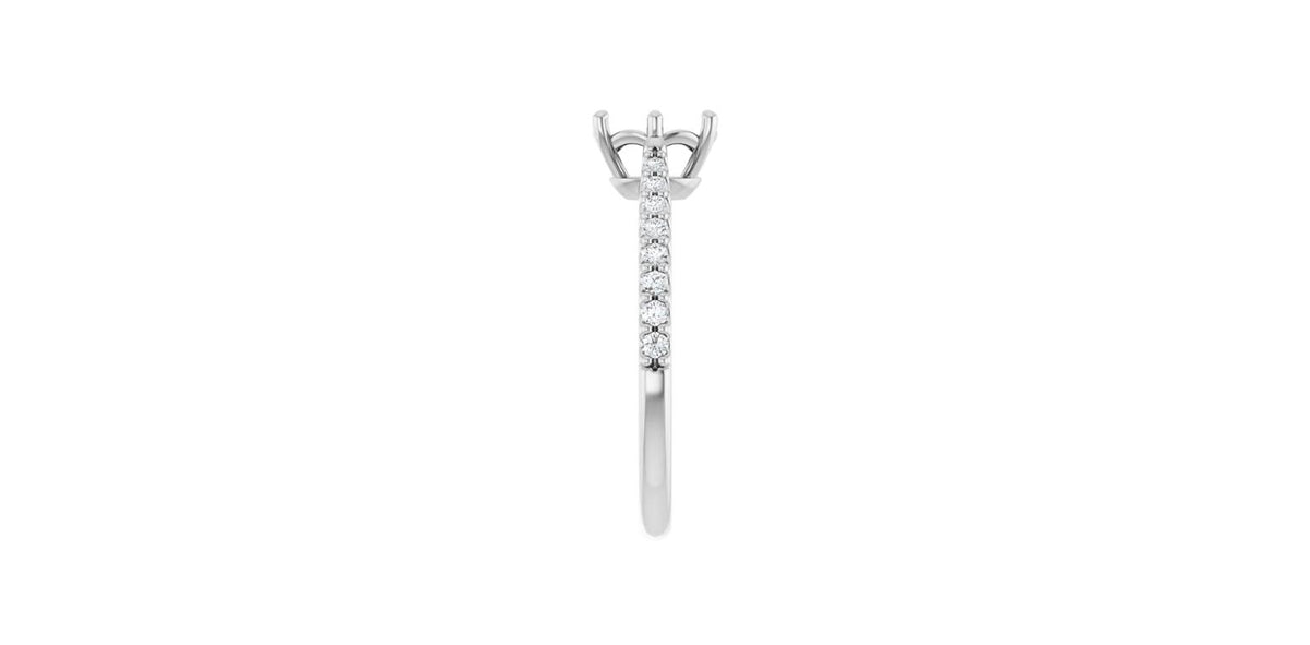 Oval 1/5 CTW Natural Diamond Semi-Set Engagement Ring