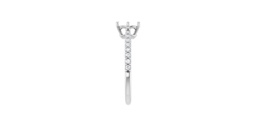 Oval 1/5 CTW Natural Diamond Semi-Set Engagement Ring