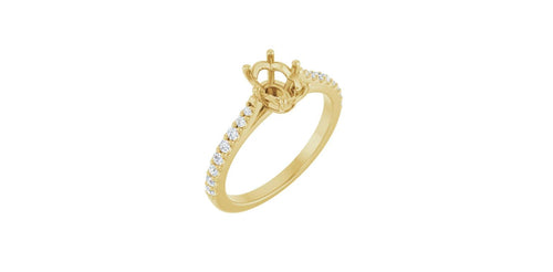 Oval 1/5 CTW Natural Diamond Semi-Set Engagement Ring