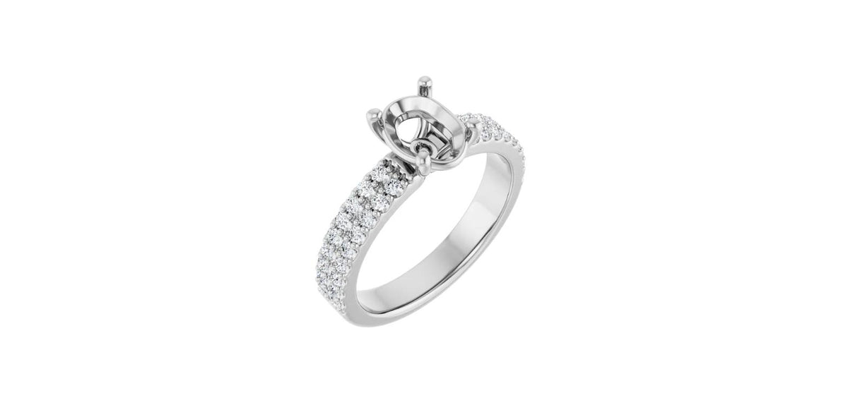 Oval 1/3 CTW Natural Diamond Semi-Set Engagement Ring