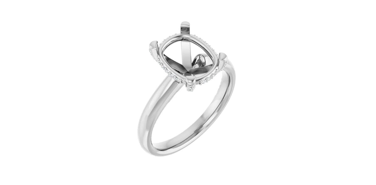 Elongated Cushion .08 CTW Natural Diamond Semi-Set Engagement Ring