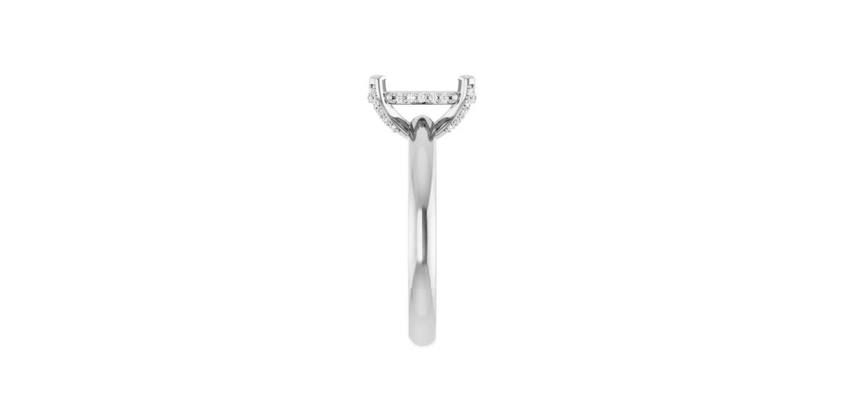 Elongated Cushion .08 CTW Natural Diamond Semi-Set Engagement Ring