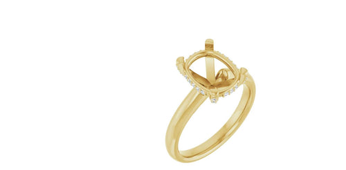 Elongated Cushion .08 CTW Natural Diamond Semi-Set Engagement Ring