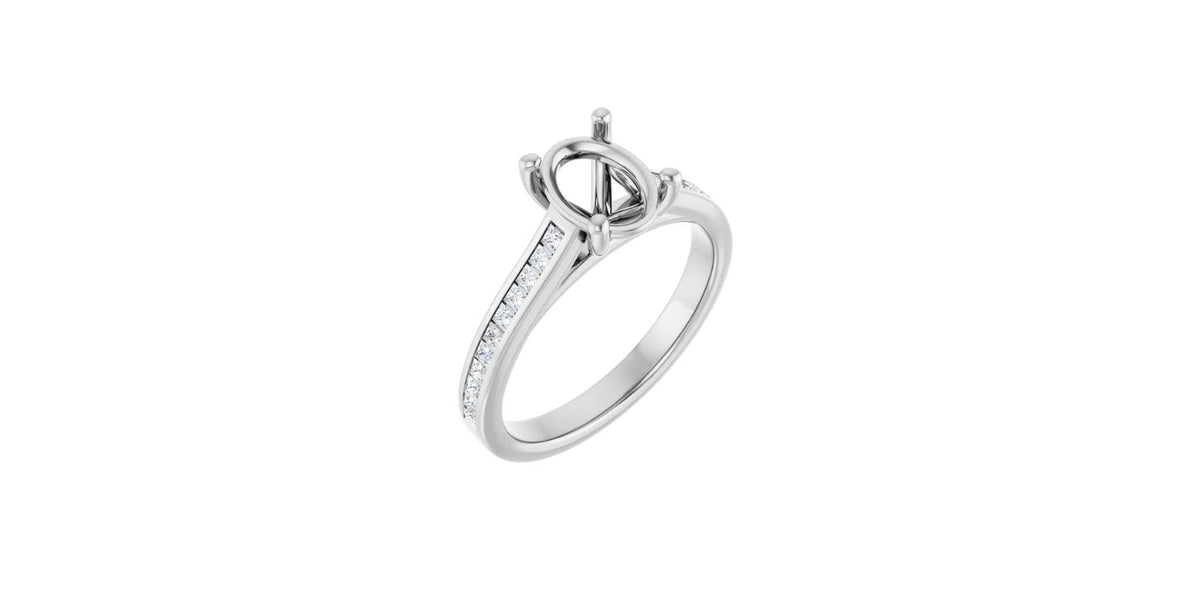 Oval 1/4 CTW Natural Diamond Semi-Set Engagement Ring