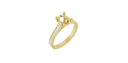 Oval 1/4 CTW Natural Diamond Semi-Set Engagement Ring