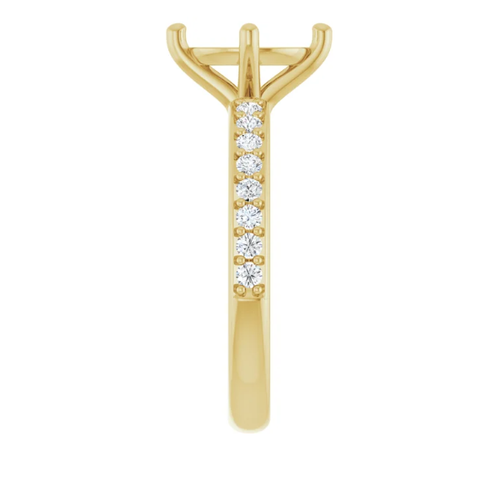 Oval Pave-Shank Natural Diamond Semi-Set Engagement Ring in 14K Yellow Gold - main view
