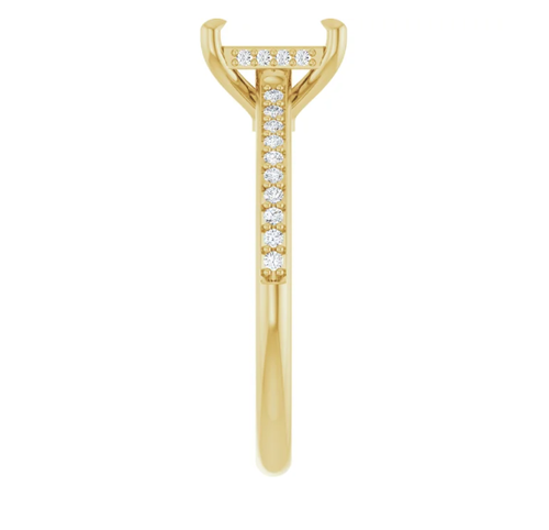 Bezel-Set Emerald-Cut Natural Diamond Semi-Set Engagement Ring with Shank Accents in 14K Yellow Gold - main view