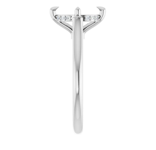 Hidden Halo Oval Natural Diamond Semi-Set Engagement Ring in 14K White Gold - main view