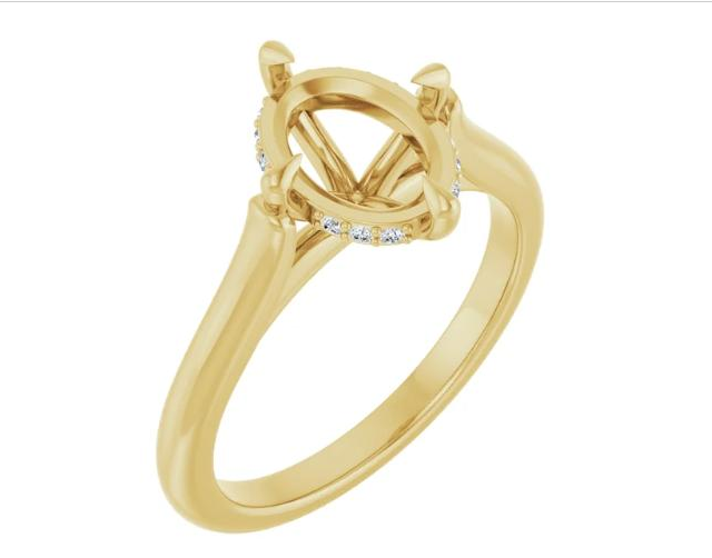 Hidden Halo Oval Natural Diamond Semi-Set Engagement Ring in 14K Yellow Gold - main view