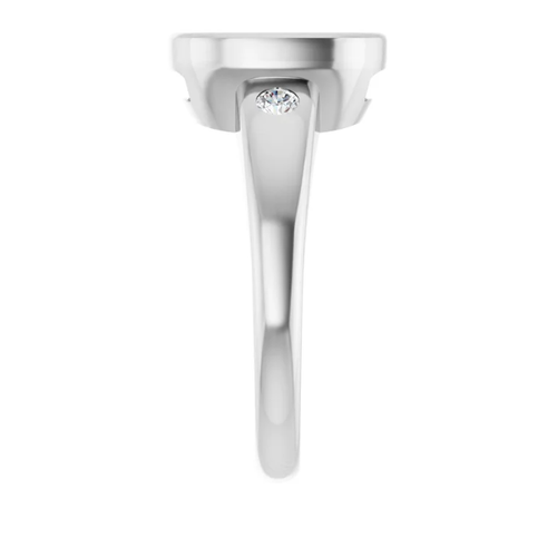 Elongated Cushion Bezel-Set Natural Diamond Semi-Set Engagement Ring in 14K White Gold - main view