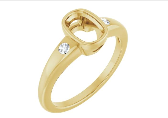 Elongated Cushion Bezel-Set Natural Diamond Semi-Set Engagement Ring in 14K Yellow Gold - main view
