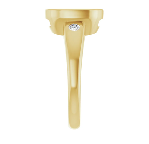 Elongated Cushion Bezel-Set Natural Diamond Semi-Set Engagement Ring in 14K Yellow Gold - main view
