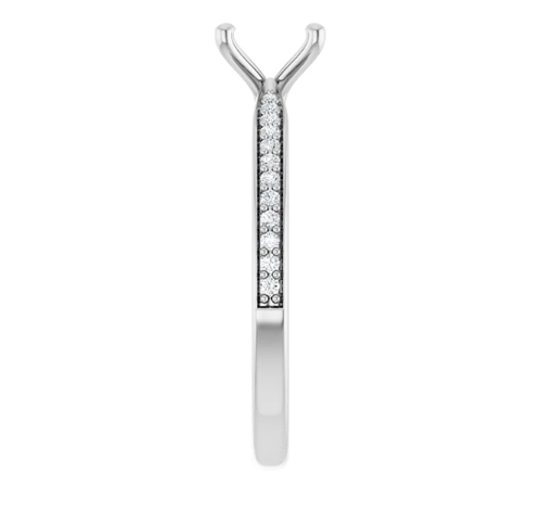 Oval 4-Prong Pave-Shank Natural Diamond Semi-Set Engagement Ring in 14K White Gold - main view