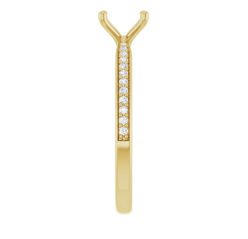 Oval 4-Prong Pave-Shank Natural Diamond Semi-Set Engagement Ring in 14K Yellow Gold - main view