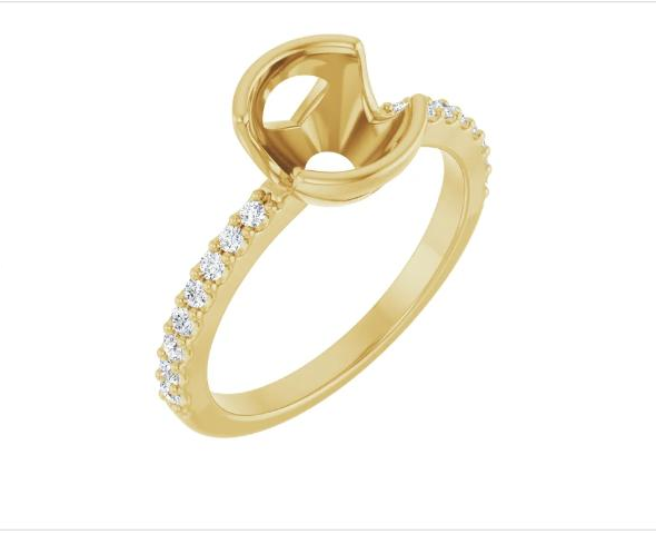 Half-Bezel Round Natural Diamond Semi-Set Engagement Ring in 14K Yellow Gold - main view