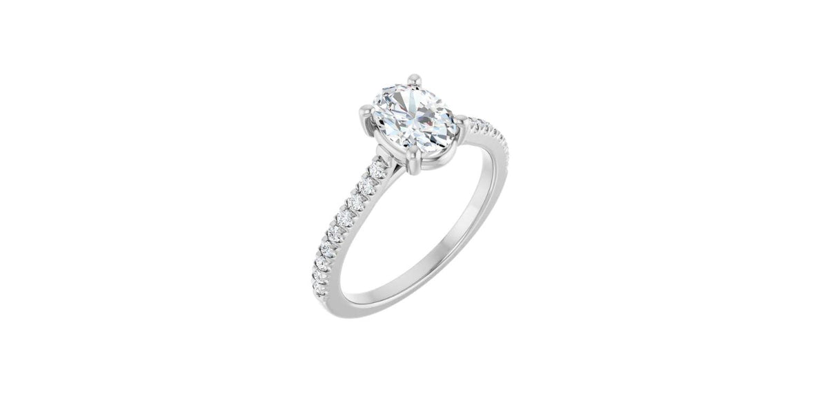 Oval 1/4 CTW Natural Diamond Semi-Set Engagement Ring